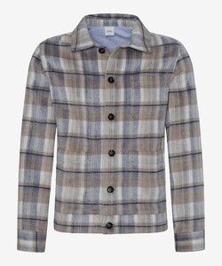 Brax Santiago Patch Pockets Plaid Pattern Overshirt Licht Camel