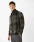 Brax Santiago Warm Check Pattern Overshirt Olijf Groen