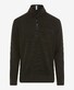 Brax Savio Sweat Troyer Zip Collar Fine Rib Texture Pullover Dark Olive