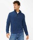 Brax Savio Sweat Troyer Zip Collar Fine Rib Texture Pullover Indigo