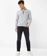 Brax Savio Sweat Troyer Zip Collar Fine Rib Texture Pullover Platinum