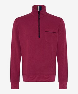 Brax Savio Sweat Troyer Zip Collar Fine Rib Texture Trui Dark Vitamins