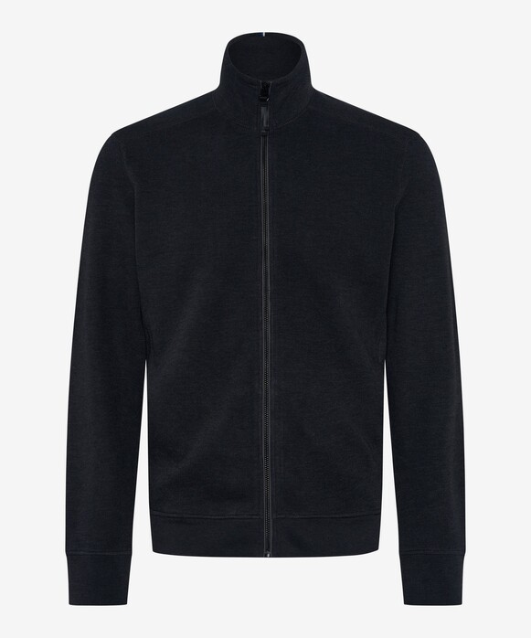 Brax Sheldon Cotton Lyocell Sweat Zip Cardigan Cement