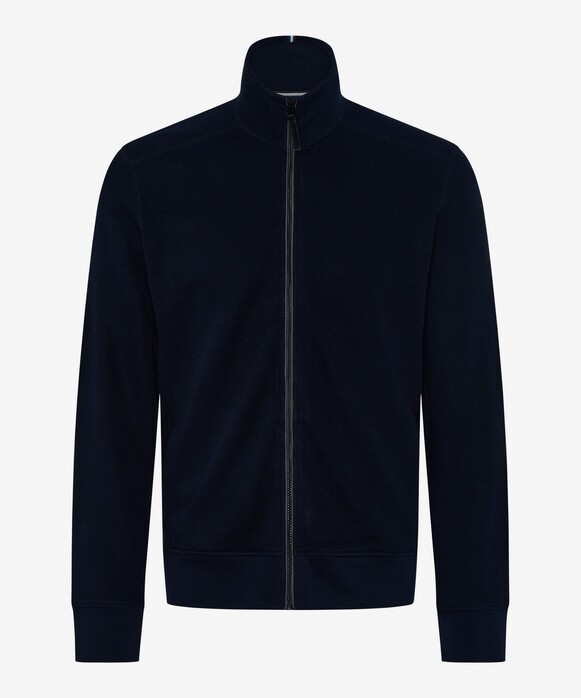 Brax Sheldon Cotton Lyocell Sweat Zip Cardigan Dark Navy