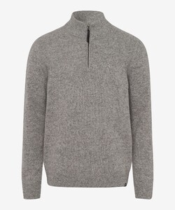 Brax Steffen Lambswool Blend Zip Collar Knit Pullover Platinum