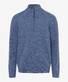 Brax Steffen Lambswool Blend Zip Collar Knit Pullover Steel Blue