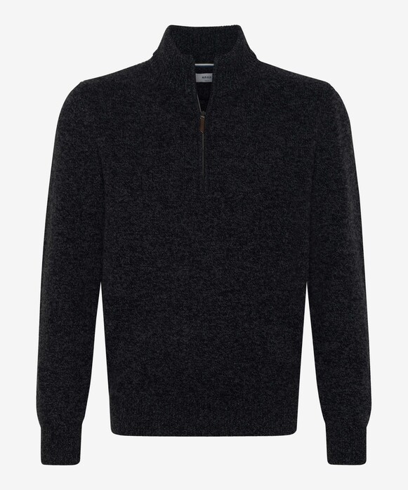 Brax Steffen Troyer Zip Collar Two-Tone Mouliné Pullover Cement