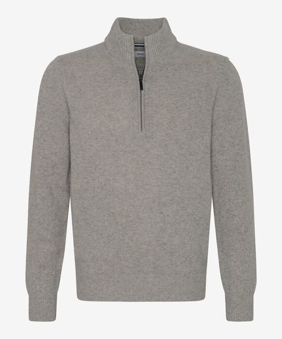 Brax Steffen Troyer Zip Collar Two-Tone Mouliné Pullover Platinum