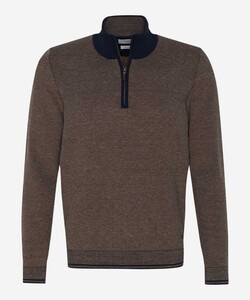 Brax Steffen Zip Collar Pullover Camel