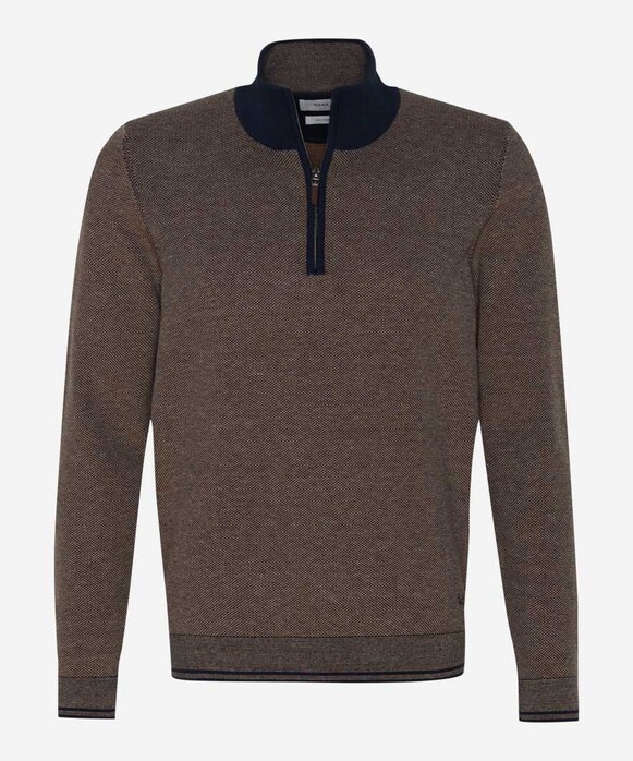 Brax Steffen Zip Collar Pullover Camel