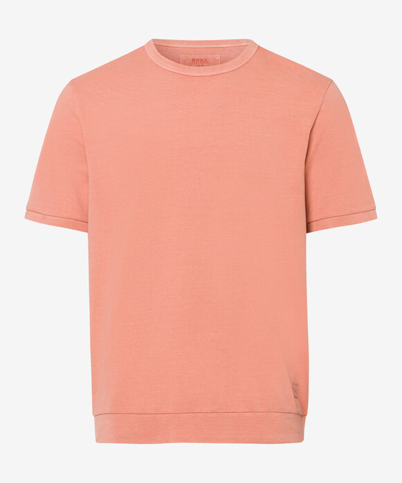 Brax Sully Short Sleeve Sweat Blue Planet Cotton Pullover Peach
