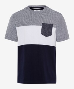 Brax Terry Cotton Color Blocks T-Shirt Ocean