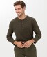 Brax Timmy Micro Texture Henley Collar T-Shirt Deep Pine