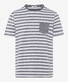 Brax Timo Striped Katoen Linnen Blue Planet T-Shirt Graphite Grey