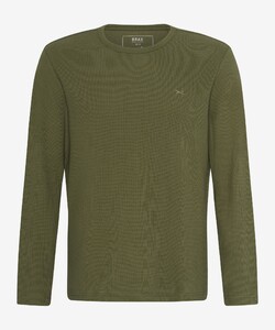 Brax Timon Fine Cotton Subtle Texture Long Sleeve T-Shirt Hunter