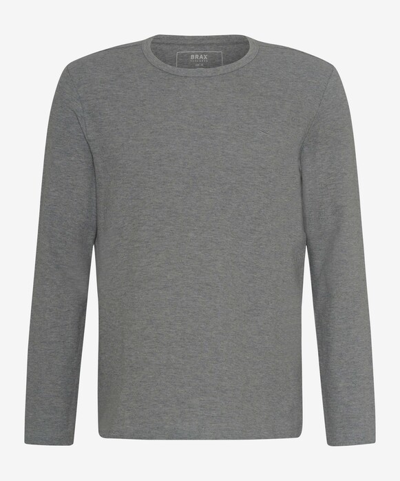 Brax Timon Fine Cotton Subtle Texture Long Sleeve T-Shirt Shade