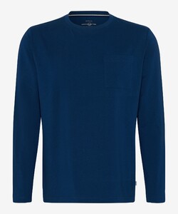 Brax Timon Long Sleeve Soft Fine Jersey Single Breast Pocket T-Shirt Indigo