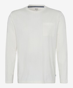 Brax Timon Long Sleeve Soft Fine Jersey Single Breast Pocket T-Shirt Off White