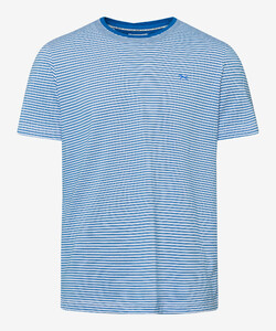 Brax Troy Multi Stripe Ultralight Fine Jersey Blue Planet T-Shirt Imperial