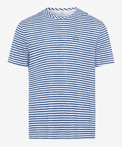 Brax Troy S Stripe Cotton Interlock Jersey T-Shirt Cobalt