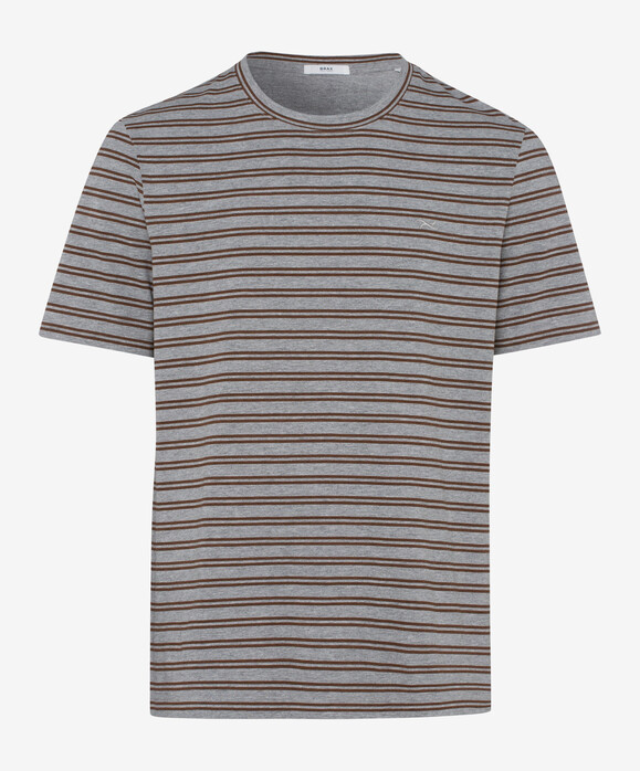 Brax Troy Striped Shirt T-Shirt Bruin
