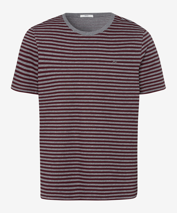 Brax Troy Striped T-Shirt Port Red