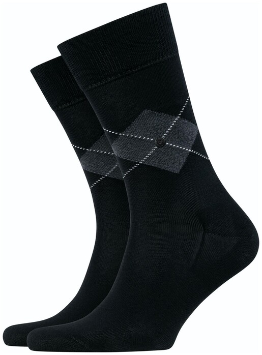 Burlington Argyle Check Socks Black