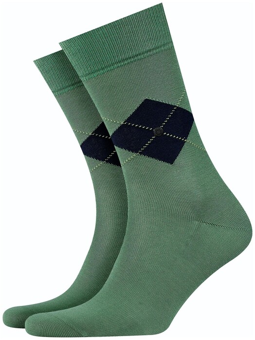 Burlington Argyle Check Socks Khaki Green