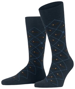 Burlington Dachshund Check Fantasy Socks Marine