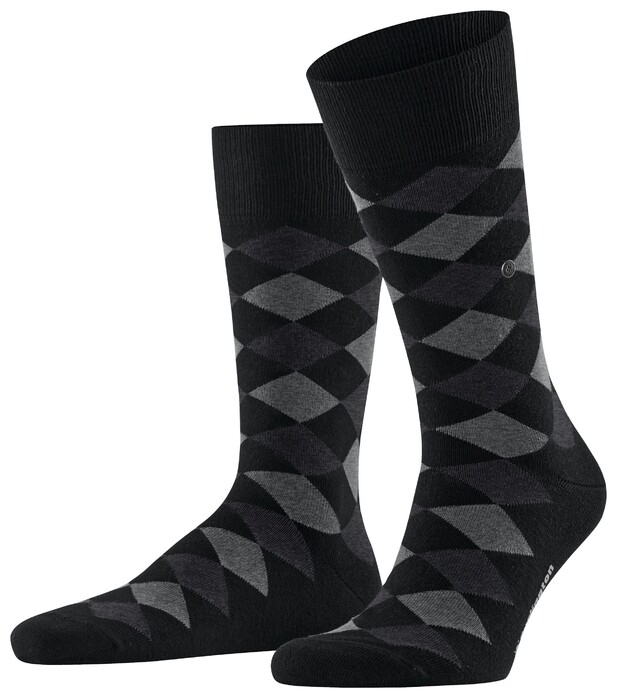 Burlington Danny Check Socks Black