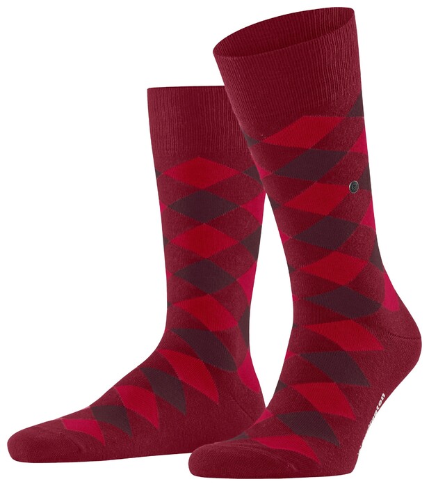 Burlington Danny Check Socks Cranberry