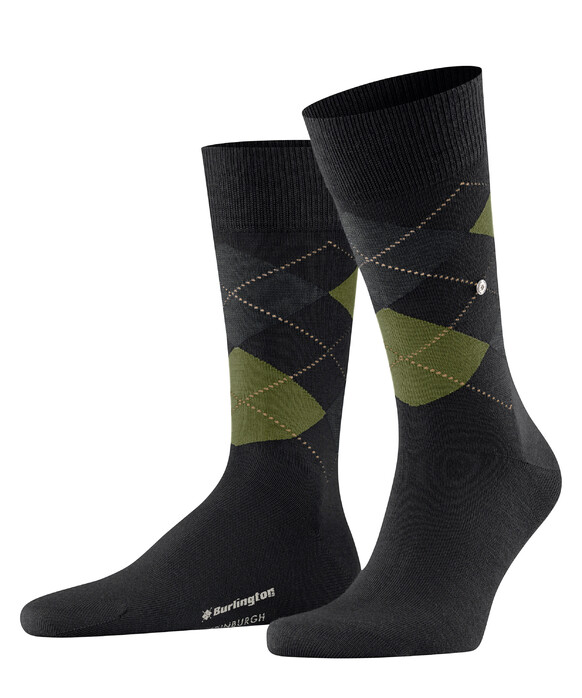 Burlington Edinburgh Socks Black-Green