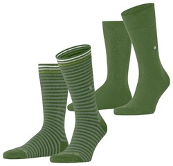 Burlington Everyday Stripe Solid 2Pack Socks Fir Green