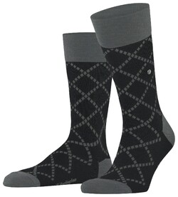 Burlington Ferry Road Fantasy Check Pattern Socks Black