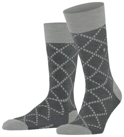 Burlington Ferry Road Fantasy Check Pattern Sokken Donker Grijs