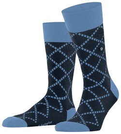 Burlington Ferry Road Fantasy Check Pattern Sokken Marine