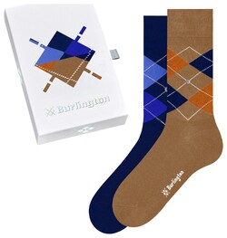 Burlington Gift Box Argyle Socks Brown-Blue