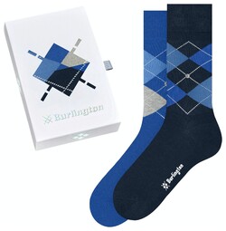 Burlington Gift Box Argyle Sokken Donker Blauw-Blauw