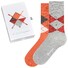 Burlington Gift Box Argyle Sokken Grijs-Oranje