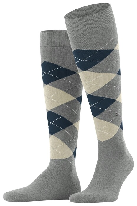 Burlington King Argyle Socks Extra Light Grey Melange