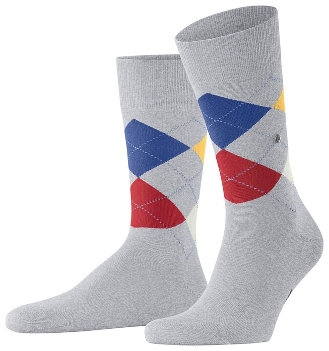 Burlington King Check Socks Grey