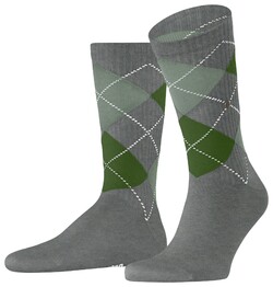 Burlington Rib Court Argyle Check Socks Grey