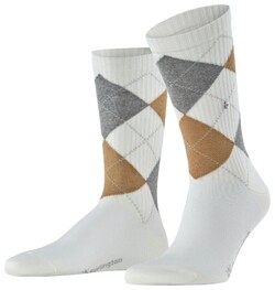 Burlington Rib Court Argyle Check Socks Off White
