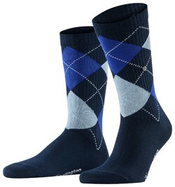 Burlington Rib Court Argyle Check Sokken Marine