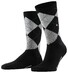 Burlington Rib Court Argyle Check Sokken Zwart