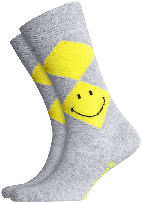 Burlington Smiley Argyle Socks Grey-Red