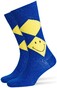 Burlington Smiley Argyle Sokken Diep Blauw