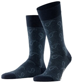Burlington Subtle Paisley Pattern Socks Marine