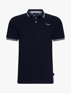 Cavallaro Napoli Andriano Fine Stripe Contrast Polo Donker Blauw