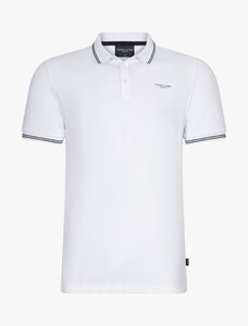 Cavallaro Napoli Andriano Fine Stripe Contrast Polo Wit